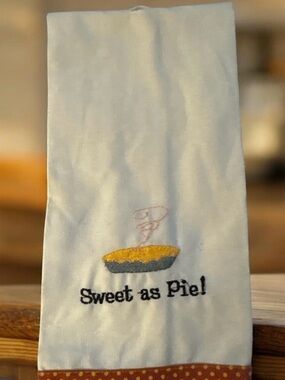 Sweet as Pie! Embroidered Cream Small Pet Towel